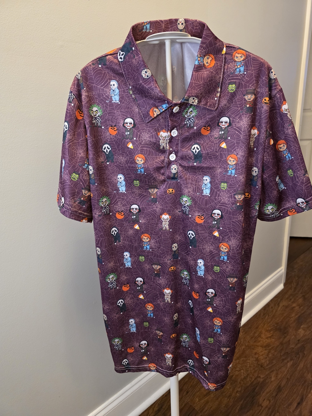 Chibi Purple Unisex Horror Print Polo Shirt